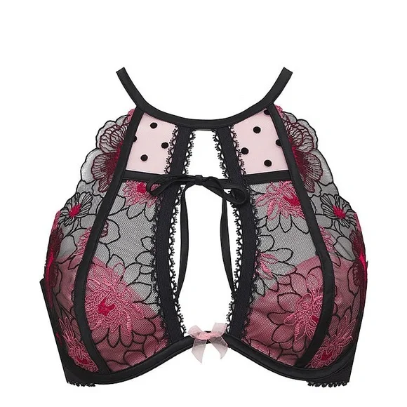 FOR LOVE & LEMONS Zinnia Embroidered High Neck Bra Bralette Crop Top - Picture 2 of 7